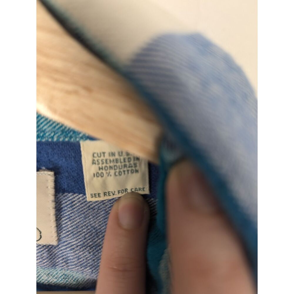 Vintage American Eagle Outfitters Mens Flannel 80s Sz Large Blue Checker Shirt - Picture 4 of 5